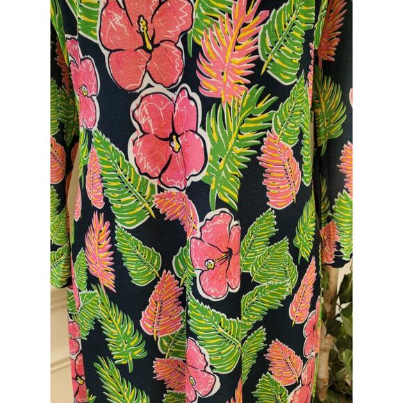 Simply Southern Hawaiian Hibiscus Floral Print Knee Length Tunic Dress Small - Picture 3 of 11